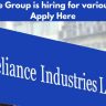 Reliance Group is hiring for various roles, Apply Here