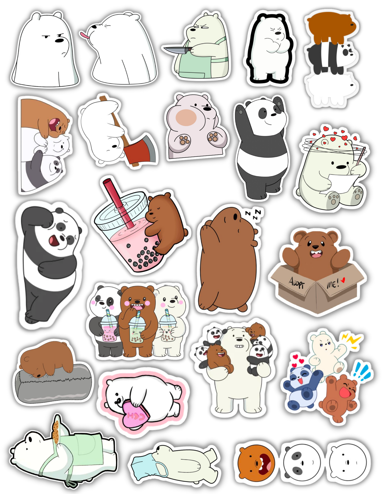 Pack of 40 We Bare Bears PVC Stickers Perfect for Laptop Computer Bottle Travel Mobile Guitar (Glossy Finish) Waterproof…