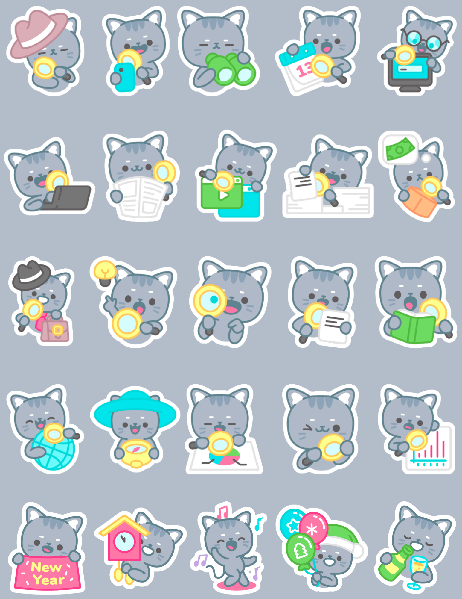cute cat small sticker Laptop & Mobile Stickers